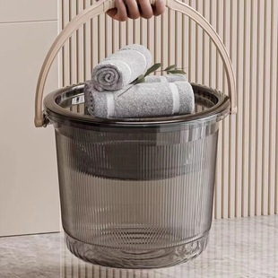 Cross-border Vertical Bucket Light Luxury Water Storage Bucket Student Dormitory Portable Three-piece Set High-value Foot Washing Bucket with Lid