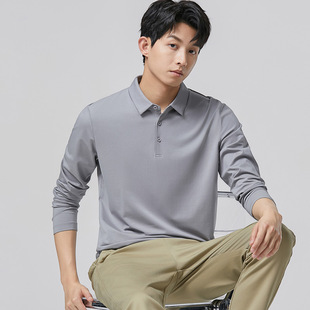 Polo shirt men's long-sleeved T-shirt 2023 spring and autumn lapel business casual modal collar top cross-border exclusive