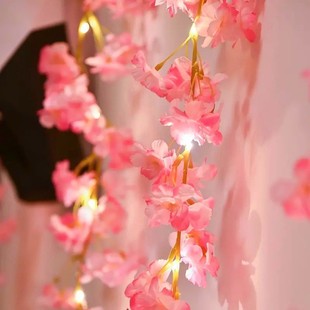 Cross-border LED Solar Cherry Blossom Rattan Light Simulation Parthenocissus Creeper Battery Box Green Rose Willow Leaf Copper Wire Light