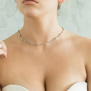 Cross-border new fashion bridal back chain wedding accessories simple high-grade crystal necklace necklace