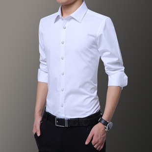 New Four Seasons Casual Men's Long-sleeved Shirt Men's Slim-fit Korean Style Business Shirt Men's Large Size Solid Color Top Clothes