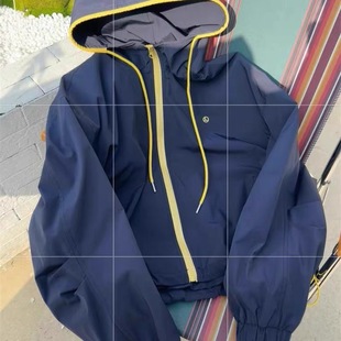 European Hooded Contrast Short Coat Women's 2025 Spring New Loose Casual All-match Jacket Top Trendy