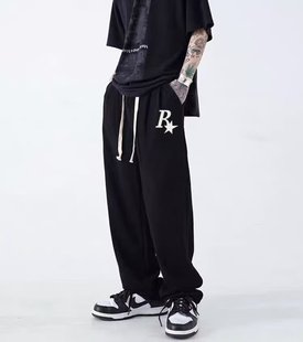 New printing popular autumn and winter straight casual pants spring and autumn trend loose Harajuku pants tide sports men's pants wholesale