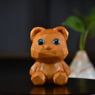 Buboxwood Golden Sandalwood Wood Carving God of Wealth Kabibala Cat Fawn Crafts Ornaments Wooden Animal Desktop Tea Worm