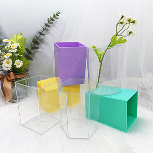 New White transparent silver bright pink pen holder handmade DIY multi-functional learning Office dressing table storage box
