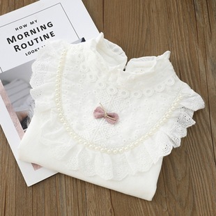 Girls' autumn clothes bottoming shirt spring and autumn children's cotton long-sleeved shirt girls' spring clothes Western style white shirt children's clothing hot