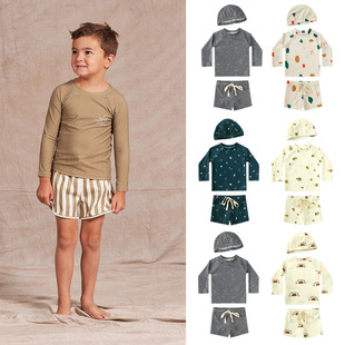 Children's split swimsuit 2024 new boys and girls baby ins wind long sleeve sunscreen swimsuit beach swimsuit wholesale