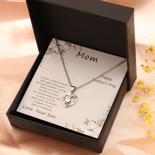 European and American cross-border jewelry Mother's Day necklace women's simple necklace gift box holiday gift mom necklace
