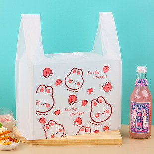 Cartoon takeaway packing bag big ear dog plastic packaging bag disposable food vest bag gift shopping convenience bag