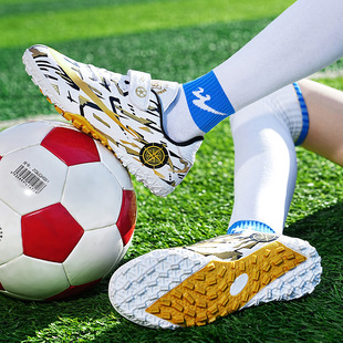 C Luo Children's Velcro Football Shoes Men's and Women's Spikes Broken Nails Middle and Big Children's and Primary School Students' Lawn Competition Training Sneakers
