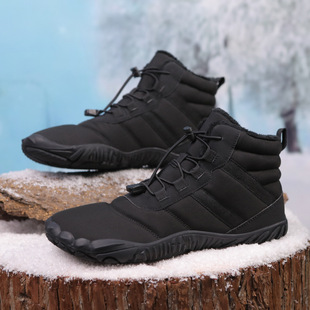 2024 new cotton shoes cross-border outdoor cotton shoes for men and women fleece-lined warm boots wear-resistant non-slip five-finger snow boots