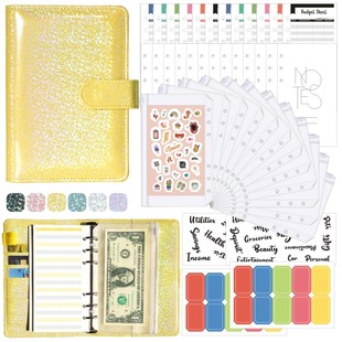 Cross-border Snap Deduction Macaroon Floral New Wholesale A6 Leather Binder Hand Ledger Cash Budget in stock