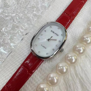 SUNLIFEX Watch Women's Belt Watch Oval Fashion Temperament Stone Diamond High Sense Women's Watch Supply