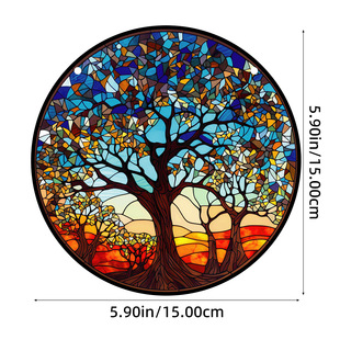 Life Tree round acrylic painted window decoration pendant wall decoration creative craft pendant home decoration hanging