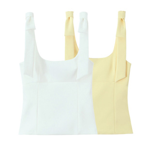 Foreign trade list! Spring New Women's All-match Solid Color Pullover Bow Stretch Top 2912777