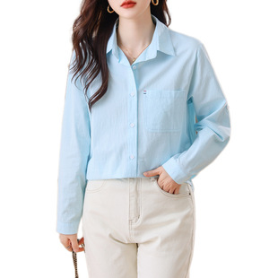 White shirt women's long sleeve 2024 New Korean style loose slimming design sense niche sun protection casual shirt