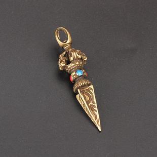 Brass magic pestle key chain pendant antique corundum Tibetan magic pestle accessories decorative pendant
