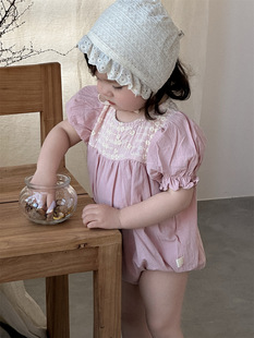 Baby Clothes Summer Thin Hare Clothes 2025 Summer Clothes for Baby Korean Style Girls' Bubble Sleeve Bag Fart Clothes