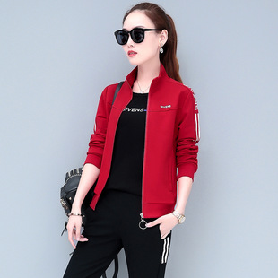 Sports suit Women's Spring and Autumn Summer 2024 New Style Sweatshirt Three-piece Set Fashion plus size Loose Long-sleeved Running Casual Wear