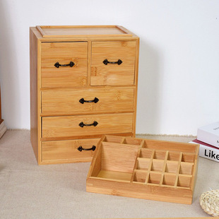 Solid wood multi-layer jewelry storage box desktop drawer storage box dresser wooden multi-layer cosmetics organizing box