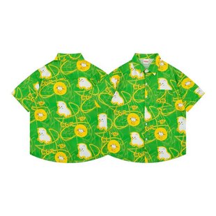 Hawaii Seaside Beach Holiday suit Men's Loose plus size Couple Fashion Brand Short-sleeved Shirt Casual Two-piece Set