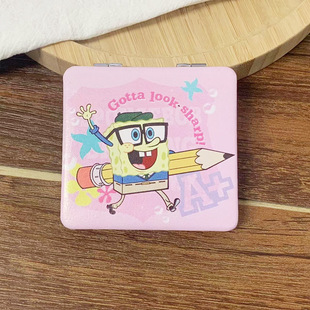 Ins Style Creative Text High Color Value Makeup Mirror Portable Folding Portable Mirror Girl Dormitory Makeup Small Mirror