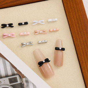 Net red ballet shoes nail jewelry bow pearl stereo adjacent gold diamond nail accessories wholesale