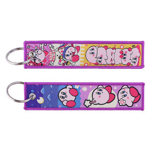 Cartoon pink doll woven keychain lanyard mushroom people campus access control certificate ornaments woven fabric keychain