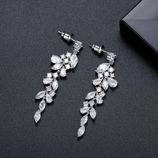 Jinse Europe and the United States cross-border new ladies zircon earrings long tassel net red with banquet dress earrings on behalf of hair