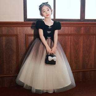 Children's Host Dress Hepburn Style Girls' High-end Piano Performance Dress Big Children's Violin Evening Dress Dress