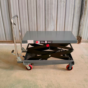 Manual Hydraulic Adjustable Platform Truck, Flatbed Truck, Scissor-Type Hand Push Small Adjustable Platform Mobile Lift