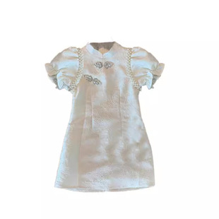 Для девочек Cheongsam Летние дети 2024 новый китайский стиль платье платье платье