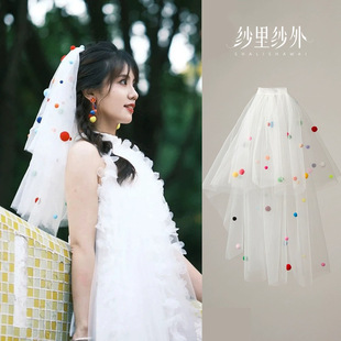 Bride Veil Senior Certificate Proposal Registration Small Veil Xian Sen Mesh Photography Props Simple Wedding Hair Accessories