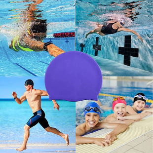 New Adult Swimming Cap Silicone Ear Protection Long Hair Elastic Fit Waterproof Professional Swimming Cap Customization Manufacturer