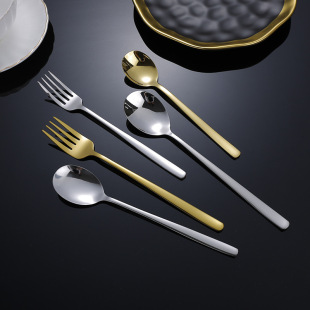 316 Stainless Steel Long Handle Dining Spoon Spoon Home Flat Spoon 304 Tableware Dessert Spoon Fork Korean-style Spoon Fork