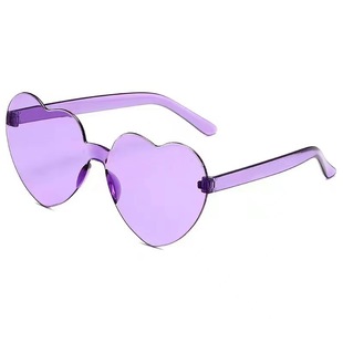 One-piece love sunglasses cross-border European and American heart glasses color frameless party heart-shaped sunglasses