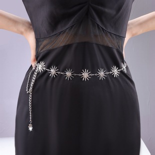 European and American Cross-border Fashion Single Product Metal Smiley Small Sunflower Waist Chain Women's All-match Clothing Accessories