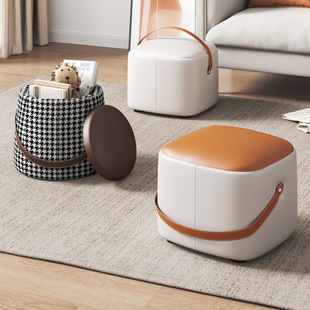 Small Stool Household Modern Simple Sofa Stool Low Stool Square Stool Soft Bag Internet Popular Small Shoe Changing Stool Living Room Small Bench