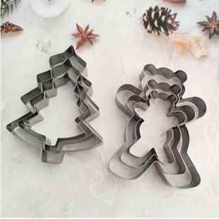 Christmas Cookie Mold 3 Piece Set Christmas Tree Stainless Steel Cookie Mold Cartoon Bear Steamed Bread Cutting Mold