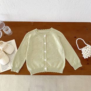 2024ins summer baby sweet breathable soft hand hook Bubble Ball cardigan sun protection shirt coat