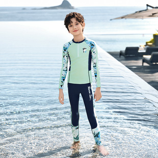 Huili Children's Swimsuit Boys Split Long Sleeve Trousers 2025 New Sunscreen Quick-drying Big Children's Hot Spring Swimsuit