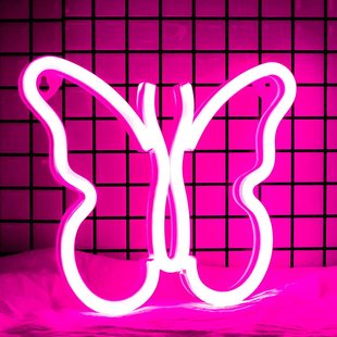 Butterfly neon sign light bedroom wall decoration USB/battery powered men's aesthetic room decoration lamp