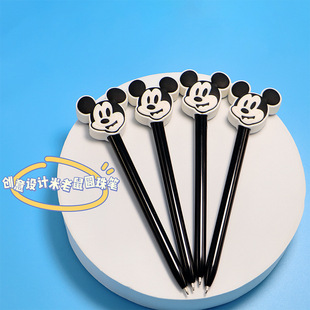Cute old students pull cover ballpoint pen Mickey Mouse modeling hand account pen can print LOGO student pen