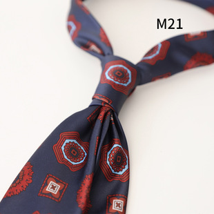 Factory in stock wholesale direct supply retro European casual tie 8CM imitation silk printing men's formal banquet wedding