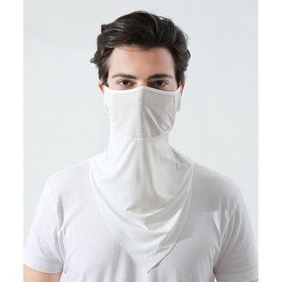 Summer ice silk sunscreen mask full face anti-ultraviolet ear triangle towel filter breathable scarf fishing riding