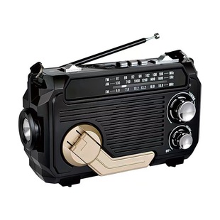 Foreign trade cross-border creative retro radio large volume Bluetooth speaker solar card flashlight hand power generation