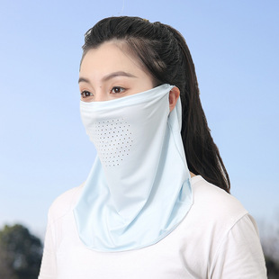 Ice Silk Hanging Ear Sunscreen Mask for Men and Women Summer Face Covering Breathable Mask Anti-ultraviolet Neck Protection Neck Shade
