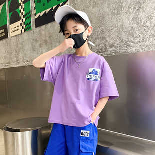 Children's clothing Boys' short-sleeved T-shirt summer 2023 new children's medium and big children's cotton summer boys' shirt fashion t