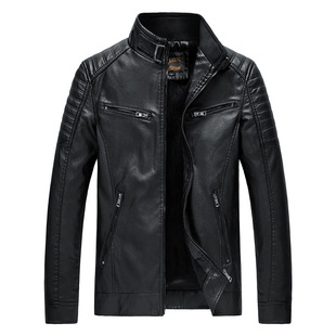 [Factory Outlet] Cross-Border men's leather clothing stand collar fashion leather jacket handsome motorcycle clothing men's coat