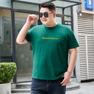 plus size Men's Cotton Short-sleeved Combed Cotton Sweat Absorbing Breathable Loose Casual T-shirt Base Shirt Summer Wear Factory Straight Hair